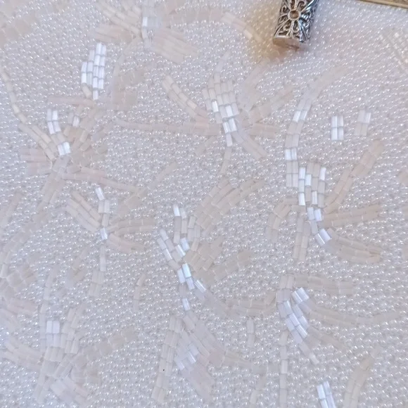 Vintage White Beaded Clutch Purse - Picture 9 of 10